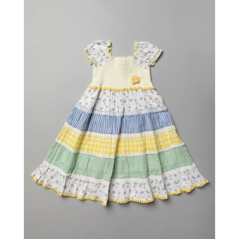 Girls Bobble Motif Smock Dress (3-11 Years) T20358YELLOW