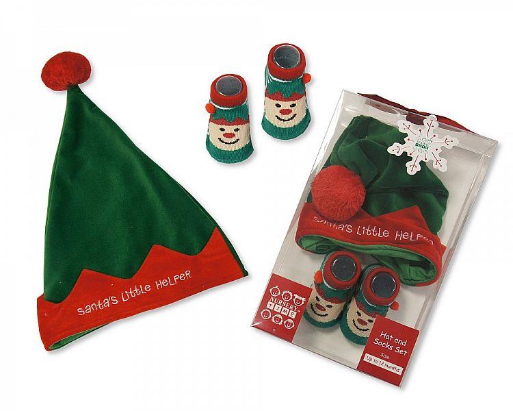 Baby Hat and Socks Christmas Gift Set - Elf - [GP-25-0744] - Kidswholesale.co.uk