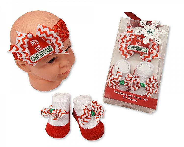 Baby Headband and Socks Set - My First Christmas - Kidswholesale.co.uk