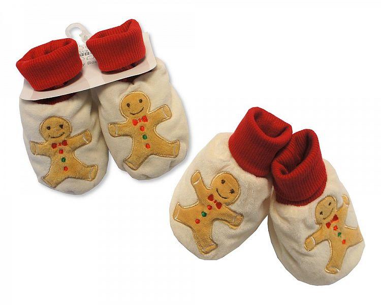 Baby Christmas Booties - Gingerbread Man - (GP-25-0844) - Kidswholesale.co.uk