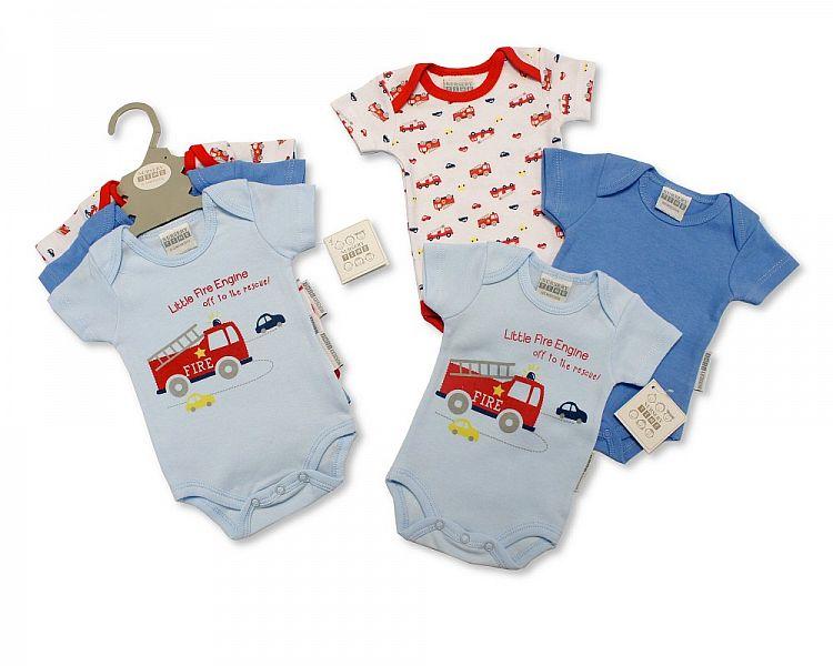 Baby 3 pcs Bodysuit Gift Set - Fire Engine - (6-18 Month) Gp-25-0858-1 - Kidswholesale.co.uk