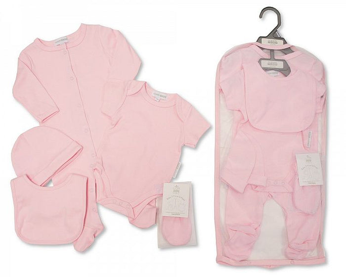 Baby 5 pcs Gift Set in Mesh Bag Plain Pink Newborn Gp 25 1047
