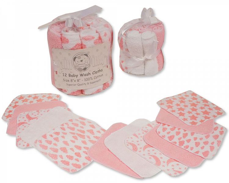 Baby 12 pcs Wash Cloth Mesh Pack - Pink - Gp-25-1056P