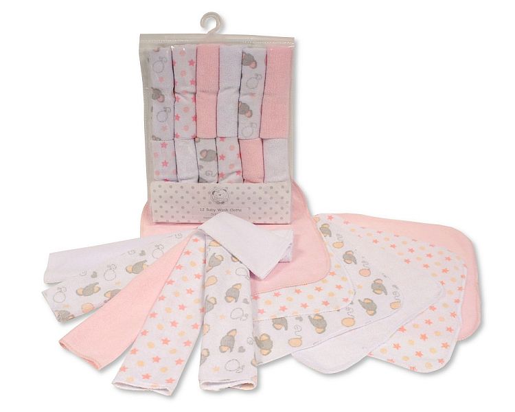 Baby 12 Pieces Wash Cloth Pack - Pink (PK6) Gp-25-1057P