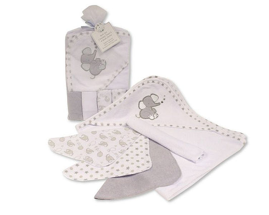 Baby Hooded Towel and Wash Cloth Set - Grey-  (PK6) Gp-25-1058g
