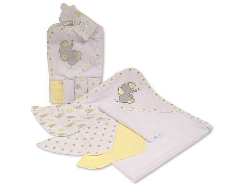 Baby Hooded Towel and Wash Cloth Set - Lemon (PK6) Gp-25-1058L