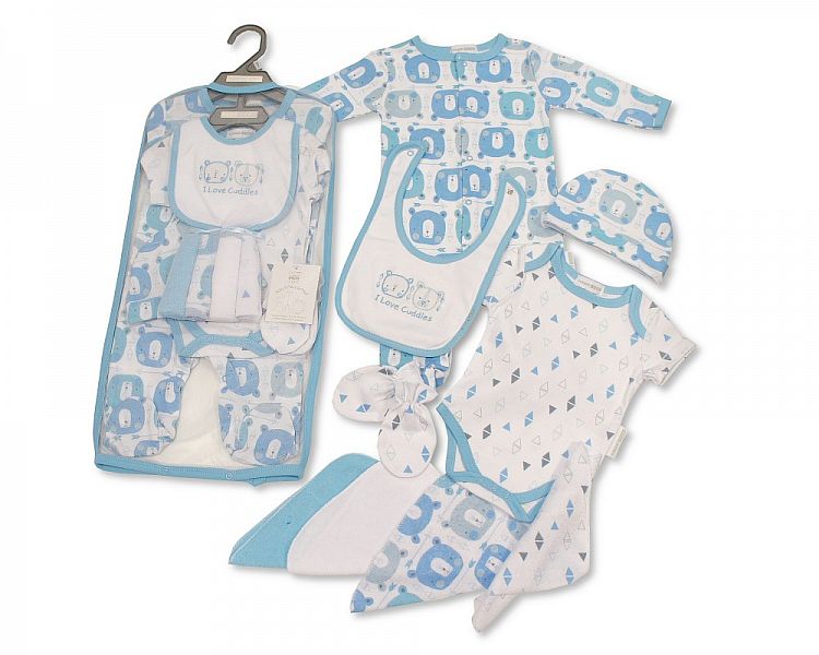 Baby Boys 9 pcs Gift Set in Mesh Bag - I Love Cuddles-Gp-25-1059s