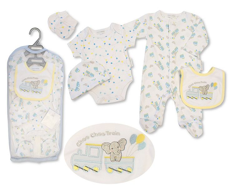 Baby Boys 5 pcs Layette Set - Choo Choo Train (NB to 6 Months) (PK6) Gp-25-1148
