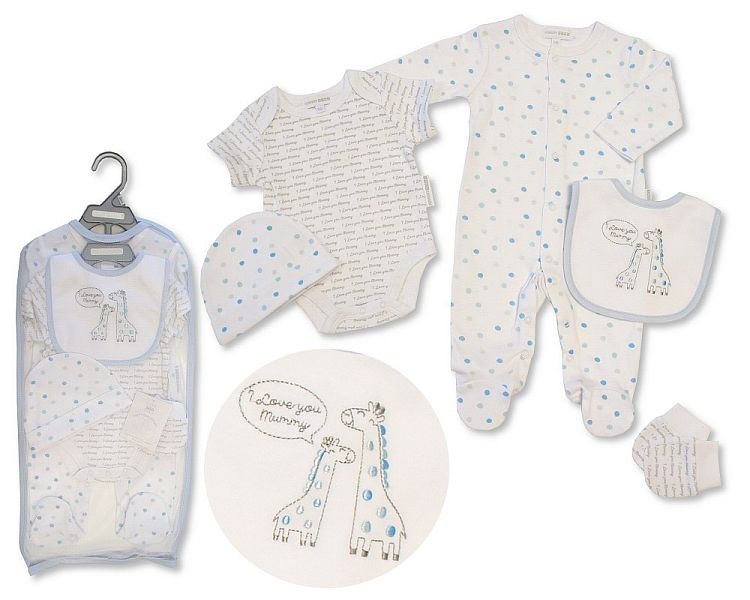 Baby Boys 5 pcs Layette Set - Giraffe (NB to 6 Months) (PK6) Gp-25-1150