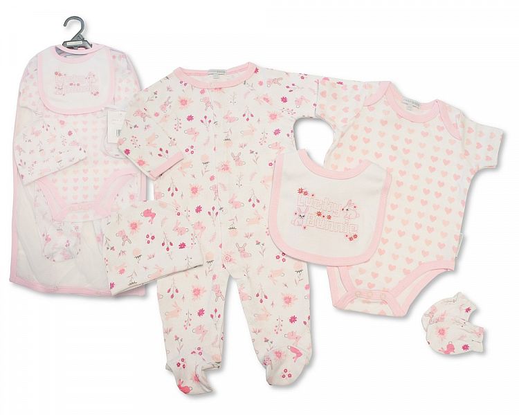Baby Girls 5 Pieces Gift Set - Lucky Bunny (NB to 6 Months) (PK6) Gp-25-1163