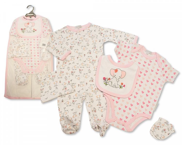 Baby Girls 5 Pieces Gift Set - Elephant (NB to 6 Months) (PK6) Gp-25-1165