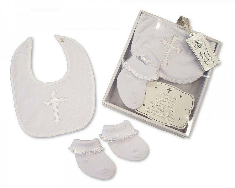 Baby Christening Bib and Socks Set [GP-2516-0710] - Kidswholesale.co.uk