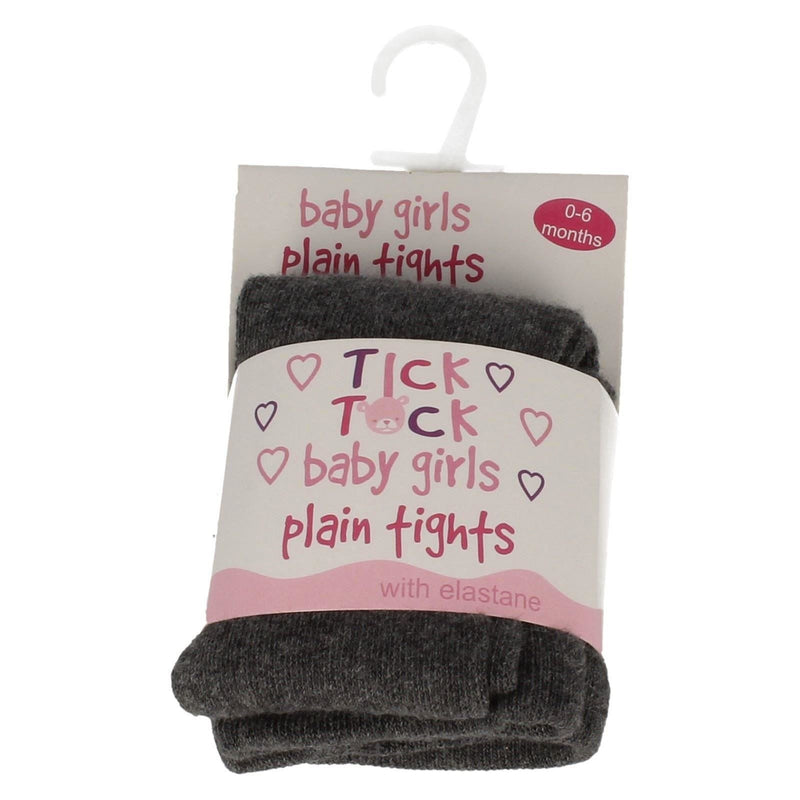 SOFT BABY GIRLS TICK TOCK PLAIN STRETCHY TIGHTS (45b033) - Kidswholesale.co.uk