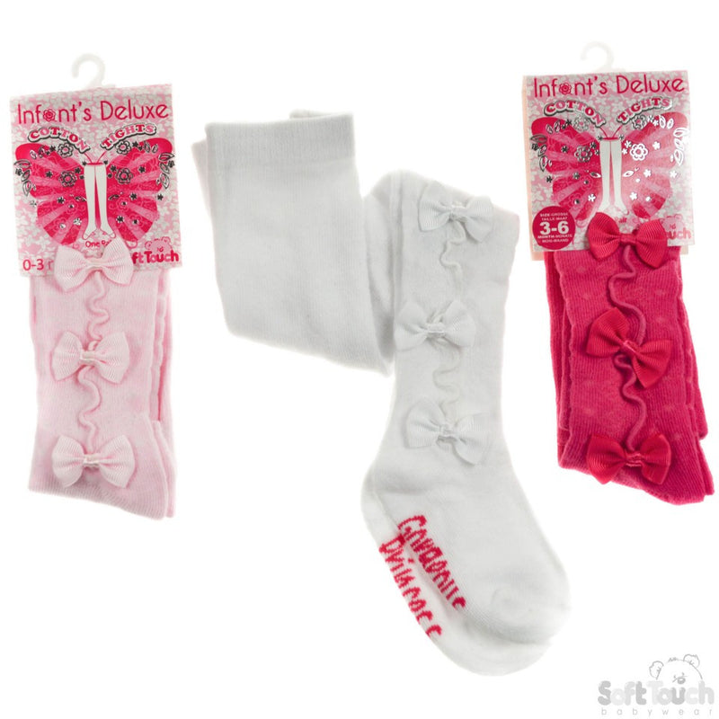 Girls Jacquard Gift Tights With Bows: GT54-16