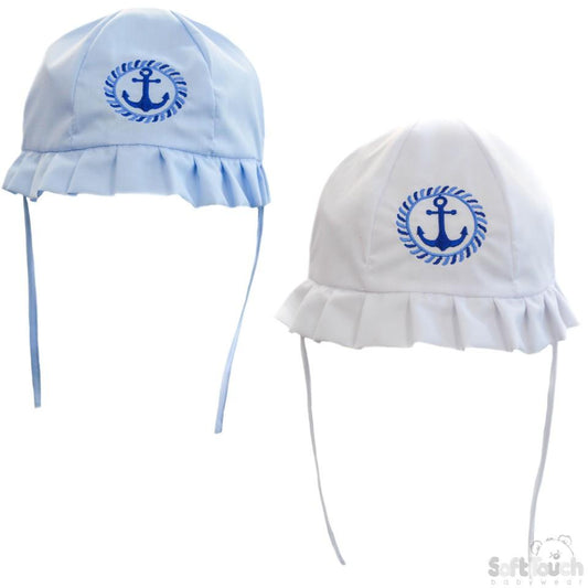 Plain Hats W/Anchor Emb (0-24 Months) H28 - Kidswholesale.co.uk