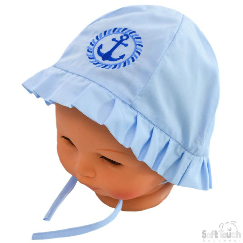 Plain Hats W/Anchor Emb (0-24 Months) H28 - Kidswholesale.co.uk