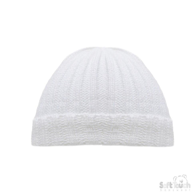 NEWBORN WHITE RIBBED HAT: H700-W-NB - Kidswholesale.co.uk