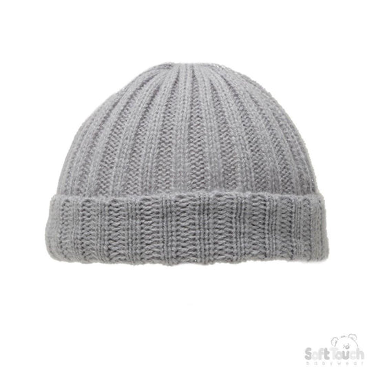 NEWBORN GREY RIBBED HAT: H700-G-NB - Kidswholesale.co.uk