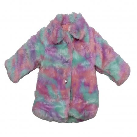 Girls Multicolour Fur Collar coat (1-3yrs) 04JTC8096 - Kidswholesale.co.uk