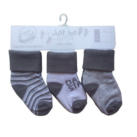 Triple Pack Baby Socks - Dads star  (0-12m) 24JTC8955