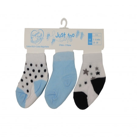 Triple pack Baby Boys Socks - Dots/Stars (0-12m) 24JTC8960