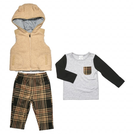 Baby Boys 3pc Sherpa Fur Jacket Set - Checker (PK6) (6-24m) 04JTC9269