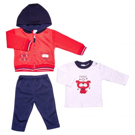 Boys 3pc Tracksuit Set - Cheeky Pup (PK6) (3-12m) 40JTC9803