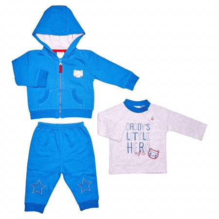 Baby Boys 3pc Tracksuit Set - Little Hero (PK6) (3-12m) 40JTC9806