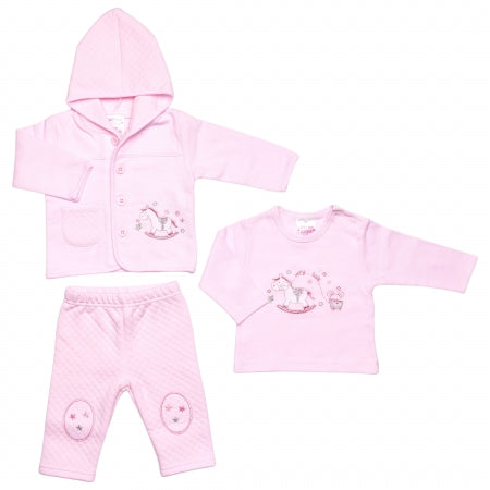 Girls/Boys 3pc Quilted Tracksuit Set - Rocking Horse (PK6) (0-6m) 40JTC9821