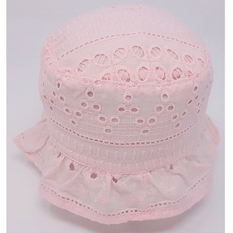 Girls Cotton Bucket Hat - Embroidered (6-18m)(pk12) KIDS/0342