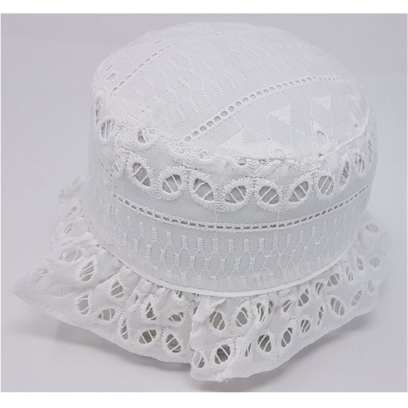 Girls Cotton Bucket Hat - Embroidered (6-18m)(pk12) KIDS/0342