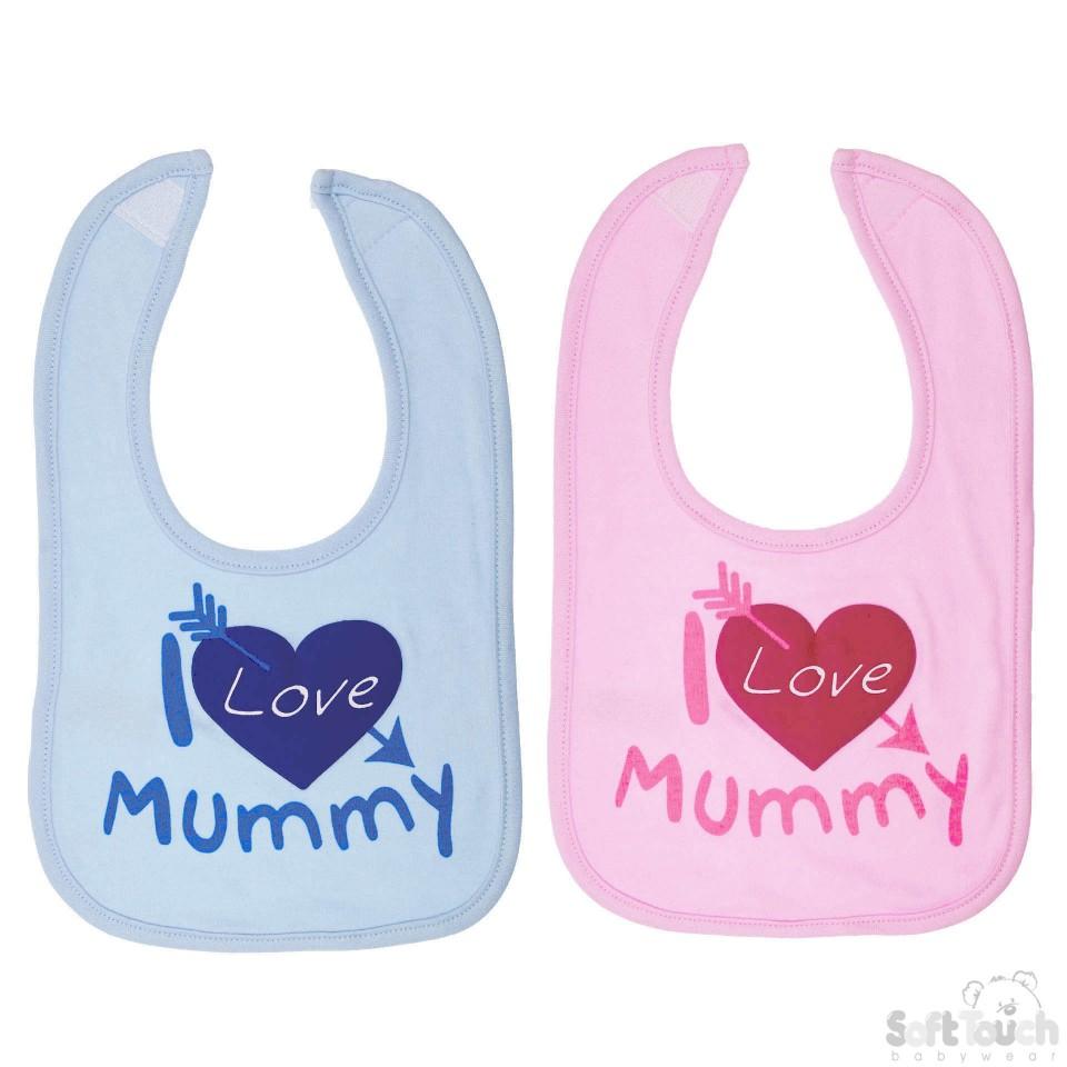 “I Love Mummy” Cotton Bib: P3606-M - Kidswholesale.co.uk