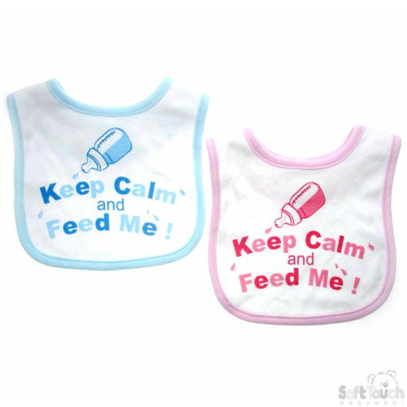 "KEEP CALM AND FEED ME" VELCRO BIB: P4705 - Kidswholesale.co.uk