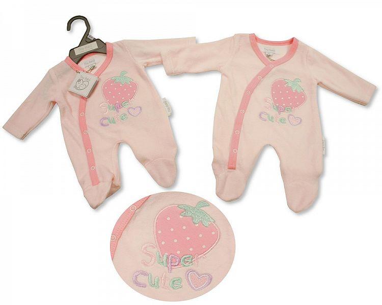 Premature Baby Girls Velour All in One - Super Cute (PB 20-0083) - Kidswholesale.co.uk