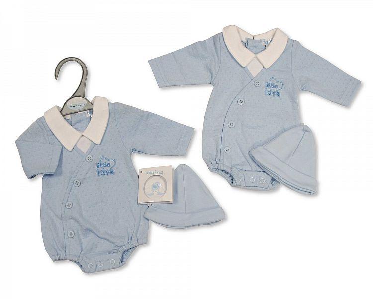 Premature Baby Boys Romper with Hat - Little Love (3-5 Lbs To 3-8 Lbs)-Pb-20-355 - Kidswholesale.co.uk
