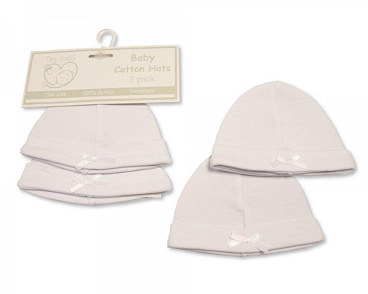 Premature Baby Hats with Bow - 2-Pack (Pb-20-479) - Kidswholesale.co.uk
