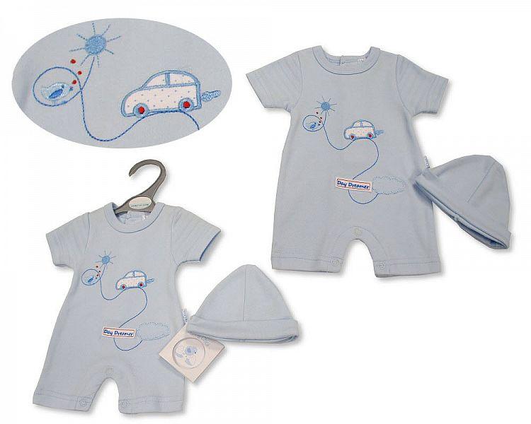 Premature Baby Boys Romper with Hat - Day Dreamer (3-5 to 5-8Lbs) Pb-20-534 - Kidswholesale.co.uk