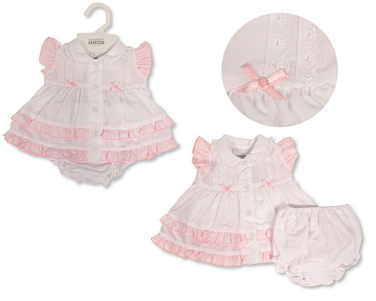 Prem Baby Tiered Dress with Bows and Lace (3-8 Lbs) (PK6) PB-20-585