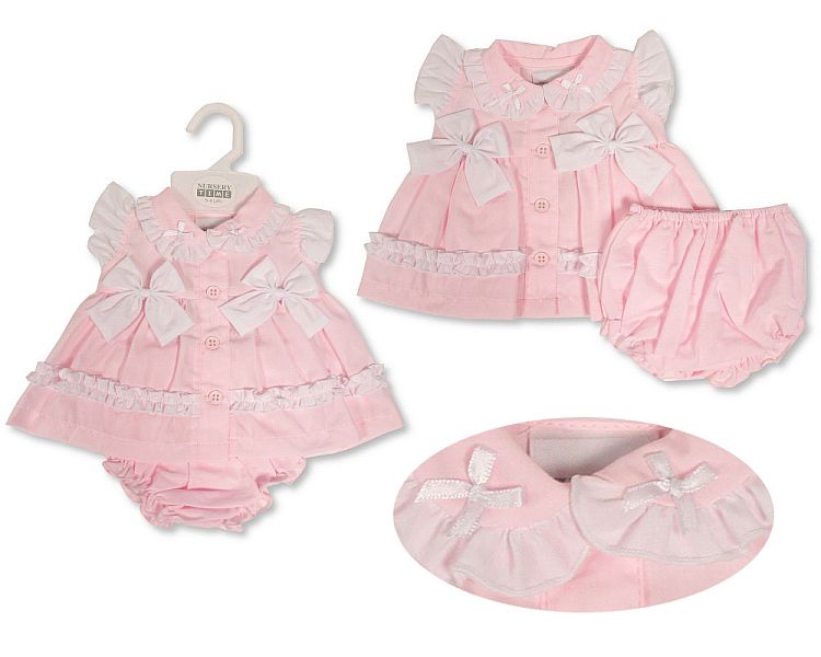 Prem Baby Dress with Bows and Lace (3-8 Lbs) (PK6) Pb-20-587