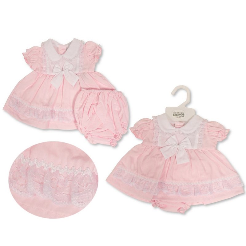 Premature Baby Tiered Dress with Bow and Lace (3-8 LBS) (PK6) PB-20-589
