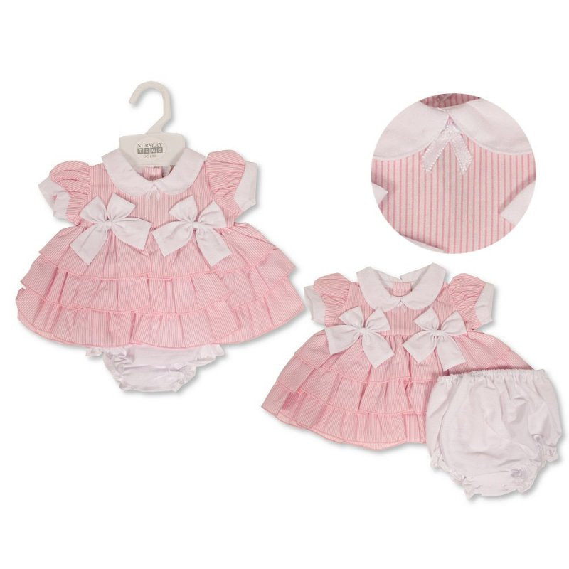 Premature Baby Tiered Dress with Bows (3-8 LBS) (PK6) Pb-20-591