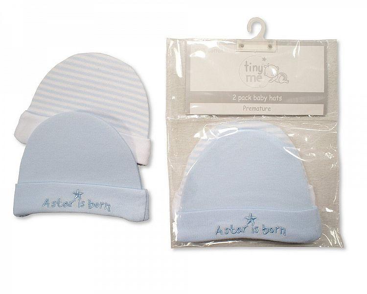 Premature Baby Boys Hats - 2 Pack "A star is born" - Kidswholesale.co.uk