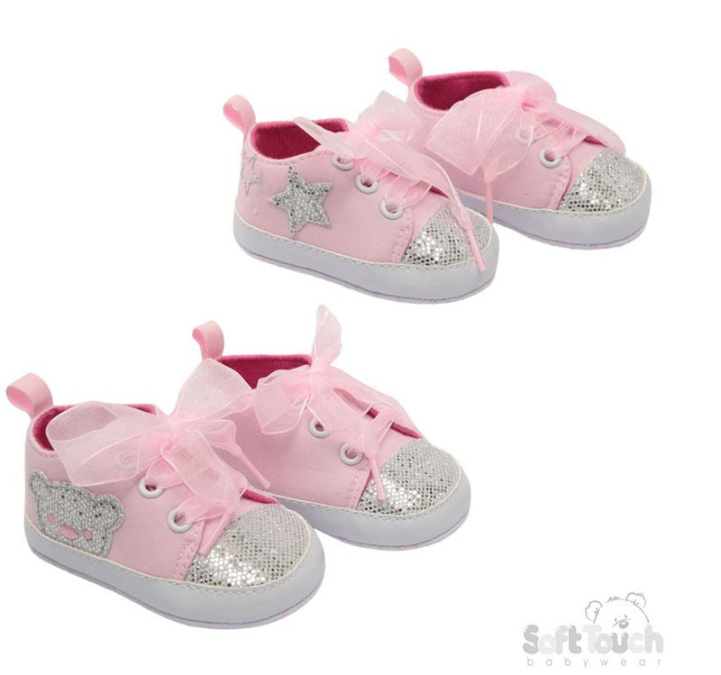 Pink Glitter Star and Bear Trainers: B2274-P