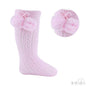Pink Infants Pelerine Knee-Length Socks W/Pom Pom - 0-24 Months - PS04-P - Kidswholesale.co.uk