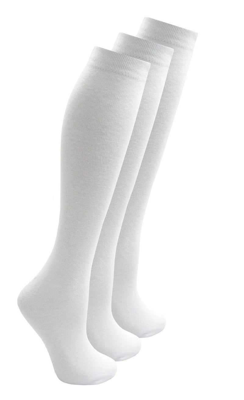 White Plain Knee High Socks 4 Pack of 3 Pairs (43B470) - Kidswholesale.co.uk