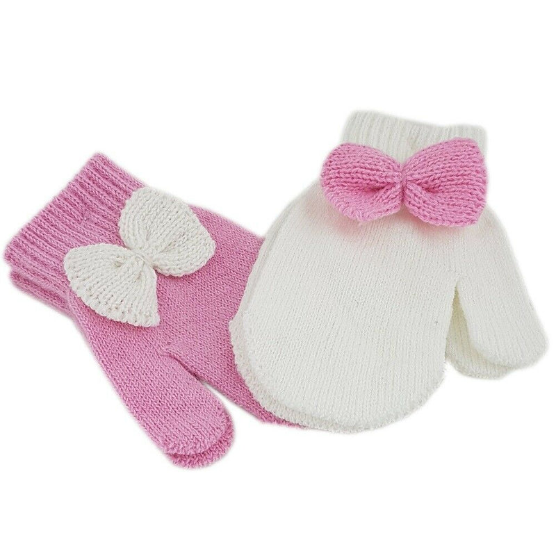 BABY MITTENS WITH BOW (9 CM) KIDS/6174-9 - Kidswholesale.co.uk