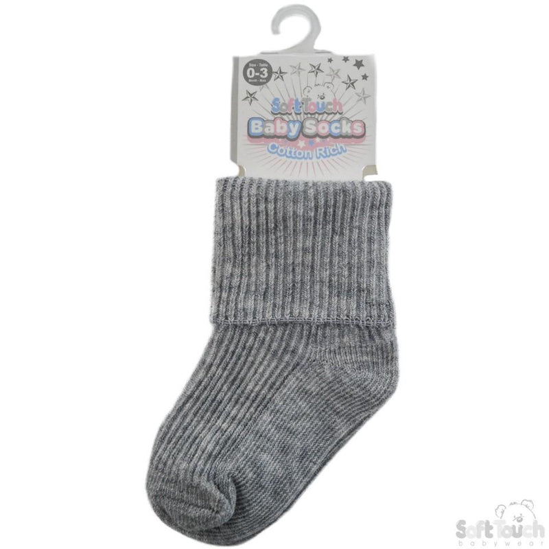 Plain Turnover Socks (-03) S104-G-03 - Kidswholesale.co.uk