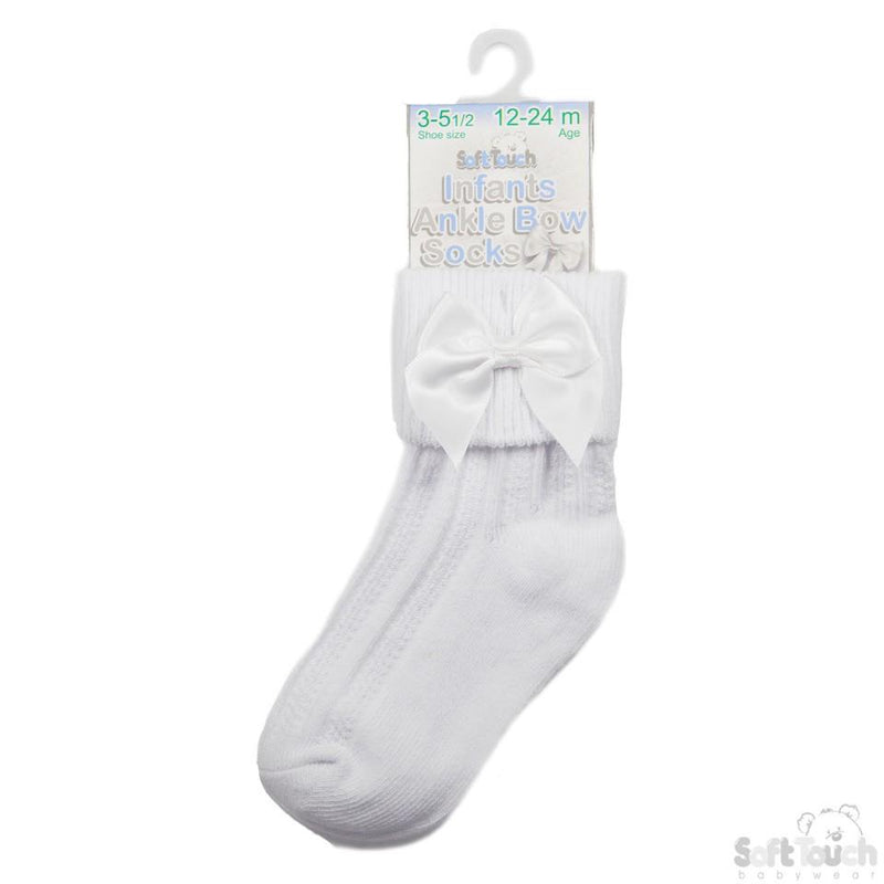 Large Bow Ankle Socks (0-24mnths) S123-W - Kidswholesale.co.uk