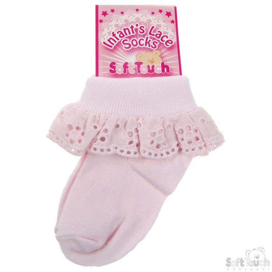 INFANTS COTTON LACE SOCKS (Pink)(S-23P)