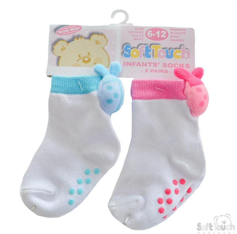 Anti Slip Socks With Ladybird Applique: S262 - Kidswholesale.co.uk